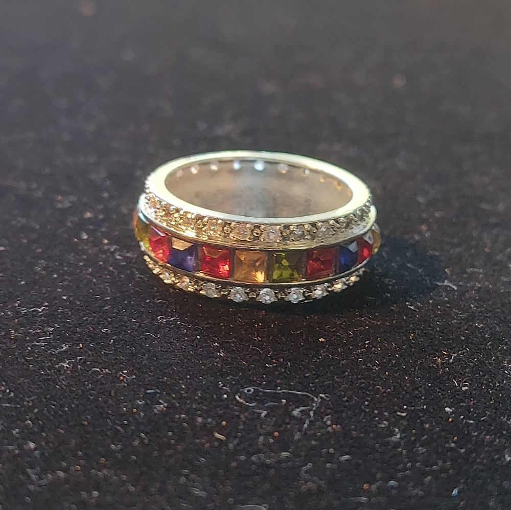 925 S.S.Multi Colored Gem Ring - image 2